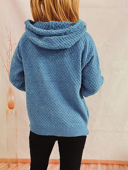 Drawstring Long Sleeve Hooded Sweater Easy Apparels