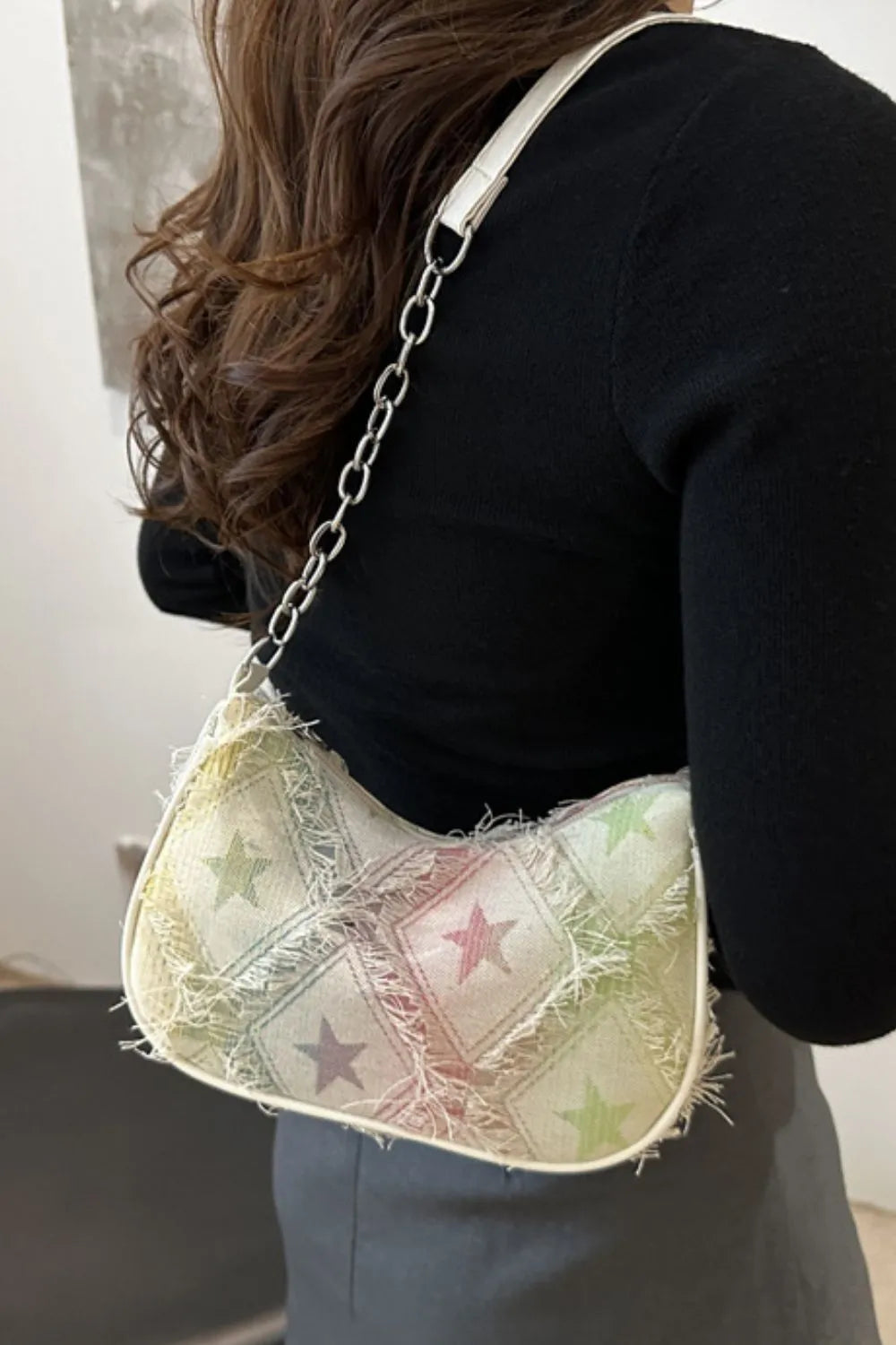 Fringe Star Print Shoulder Bag Easy Apparels