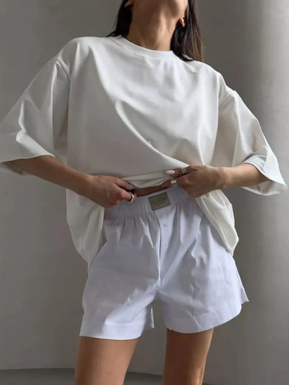 Trendsi Round Neck Half Sleeve Oversized T-Shirt