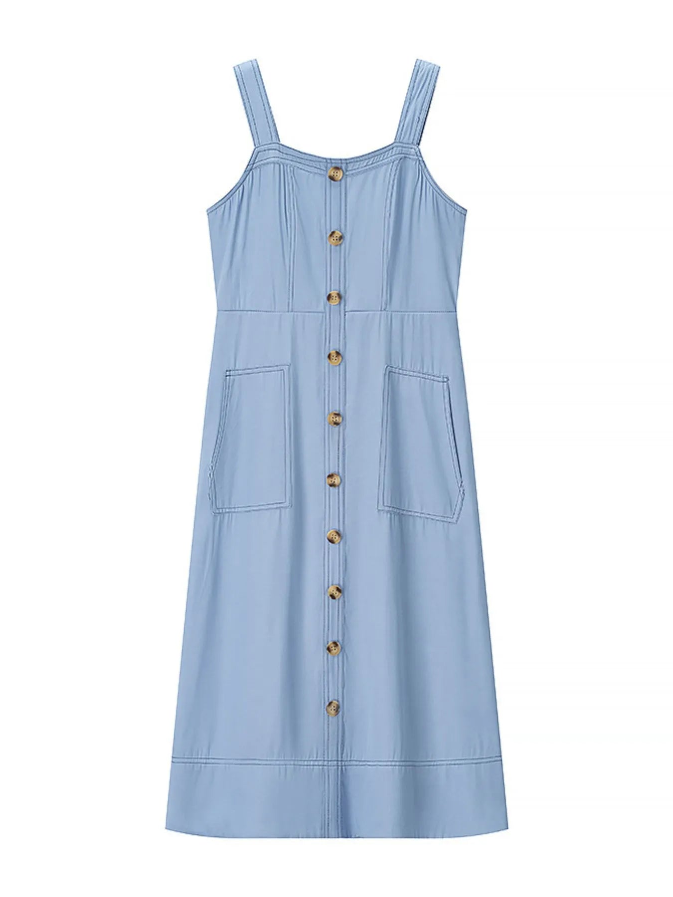 Wide Strap Sweetheart Neck Denim Dress Easy Apparels