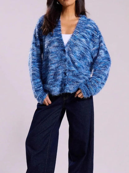 Fuzzy Button Down Chunky Cardigan Easy Apparels
