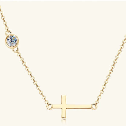 Cross 925 Sterling Silver Moissanite Necklace Easy Apparels