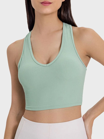 Millennia Scoop Neck Wide Strap Active Tank Gum Leaf Easy Apparels