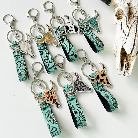 Rhinestone Bull Keychain Easy Apparels