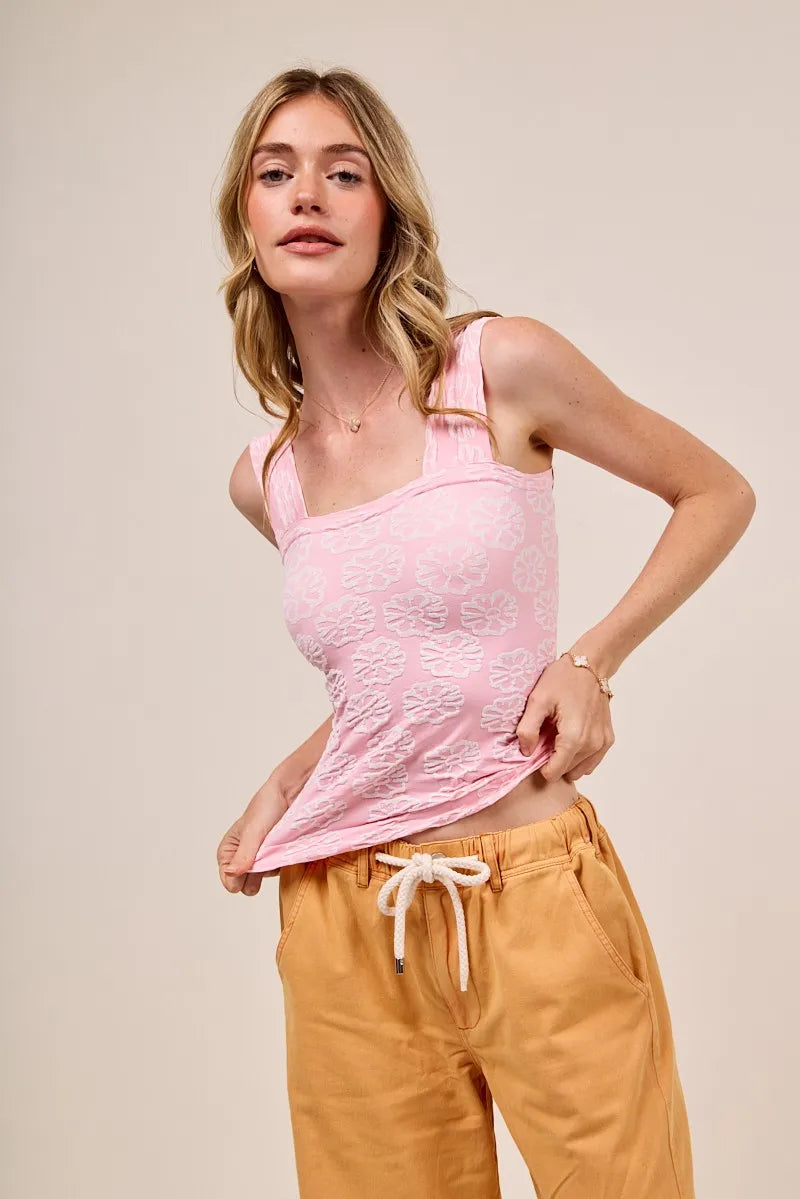 Trendsi SO ME Two Tone Floral Seamless Tank Top