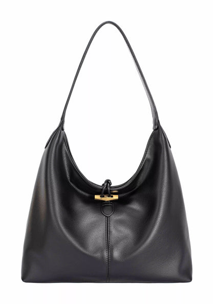 David Jones Classic Leather Shoulder Bag BLACK One Size Easy Apparels