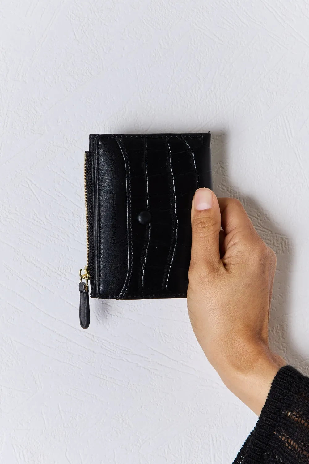 David Jones Texture PU Leather Mini Wallet BLACK One Size Easy Apparels