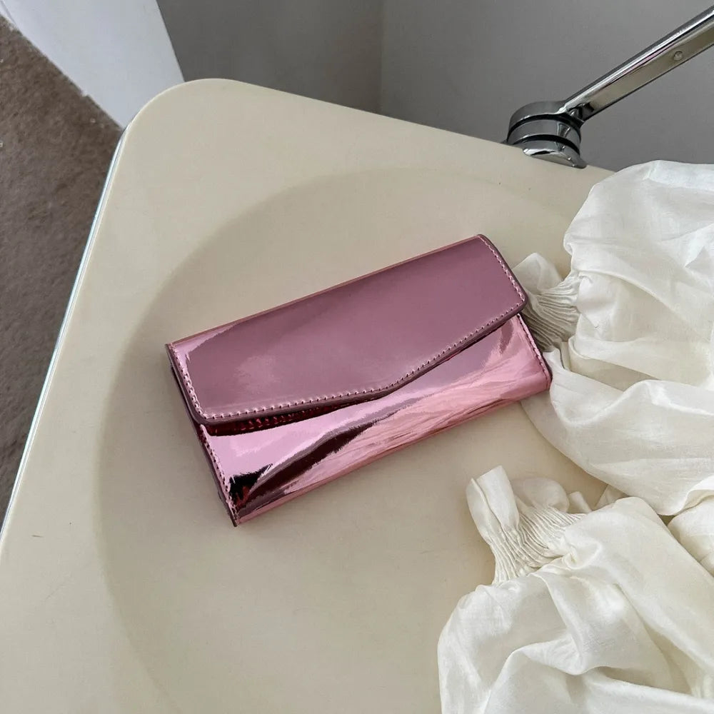 PU Leather Small Wallet Pink Purple One Size Easy Apparels