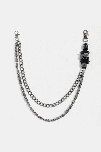 Double Layer Alloy Chain Belt Black One Size Easy Apparels