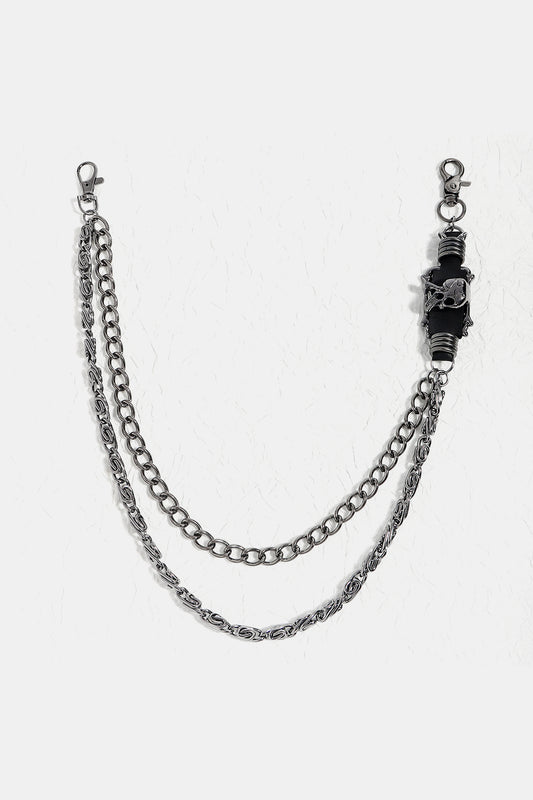 Double Layer Alloy Chain Belt Black One Size Easy Apparels