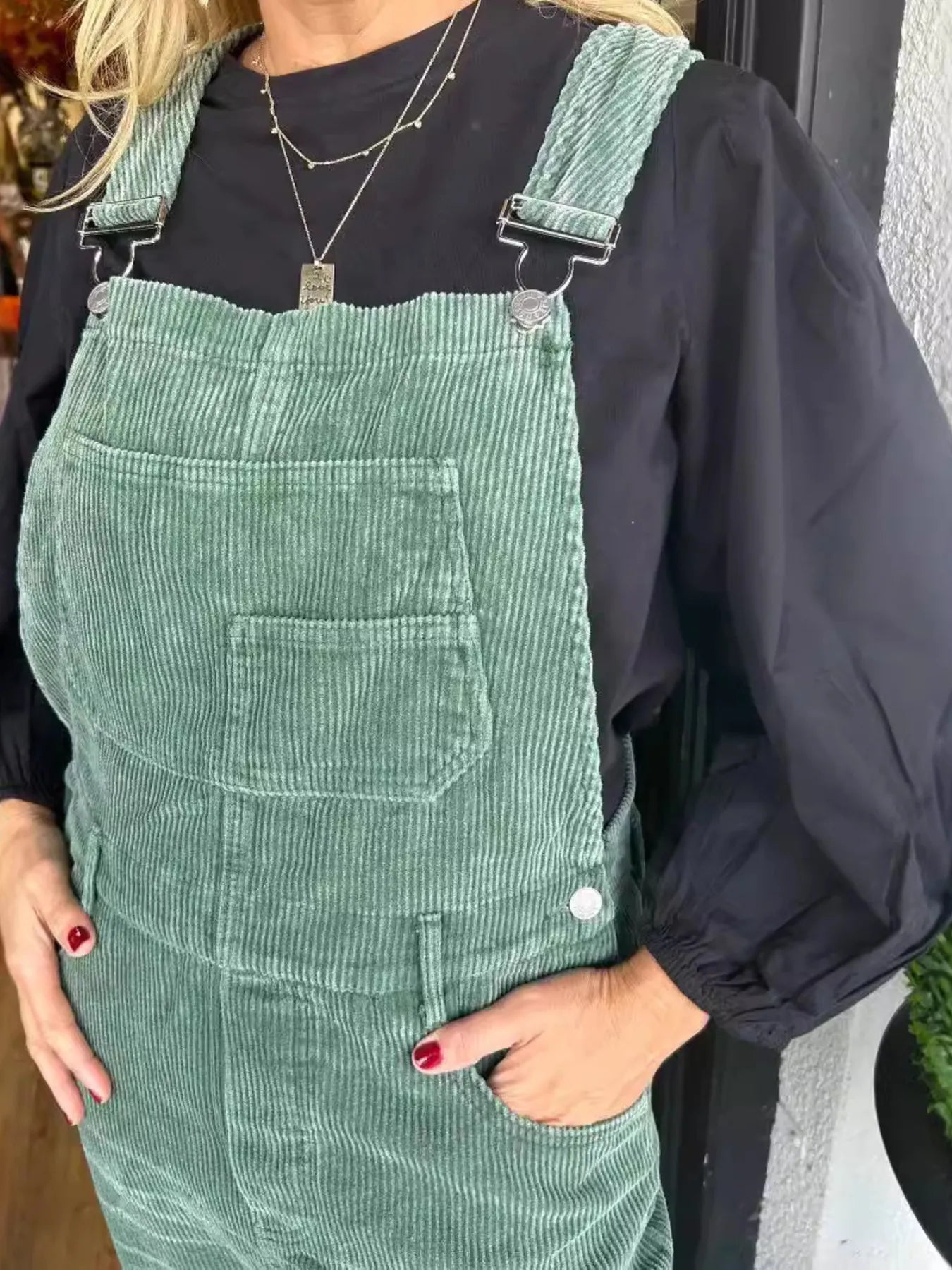 Distressed Wide Leg Corduroy Overalls Easy Apparels