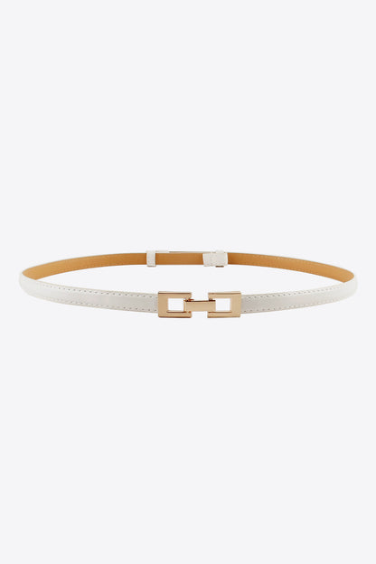 PU Skinny Belt White One Size Easy Apparels