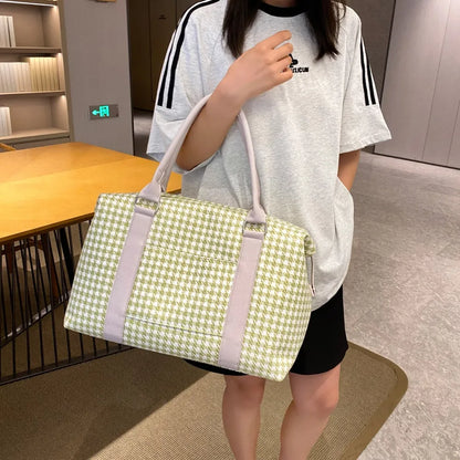 Houndstooth Canvas Travel Bag Easy Apparels
