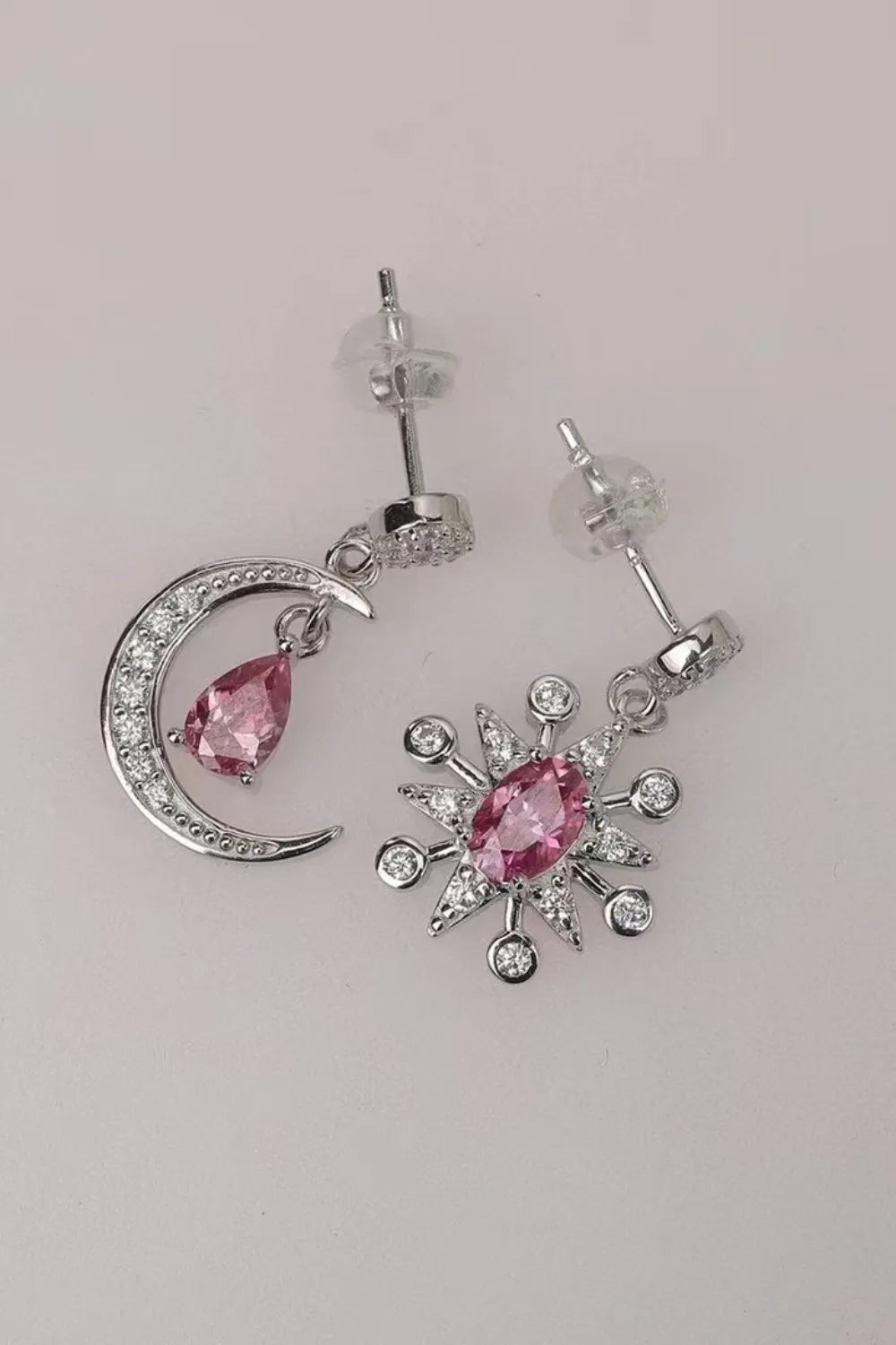 1 Carat Moissanite 925 Sterling Silver Moon & Star Earrings Easy Apparels