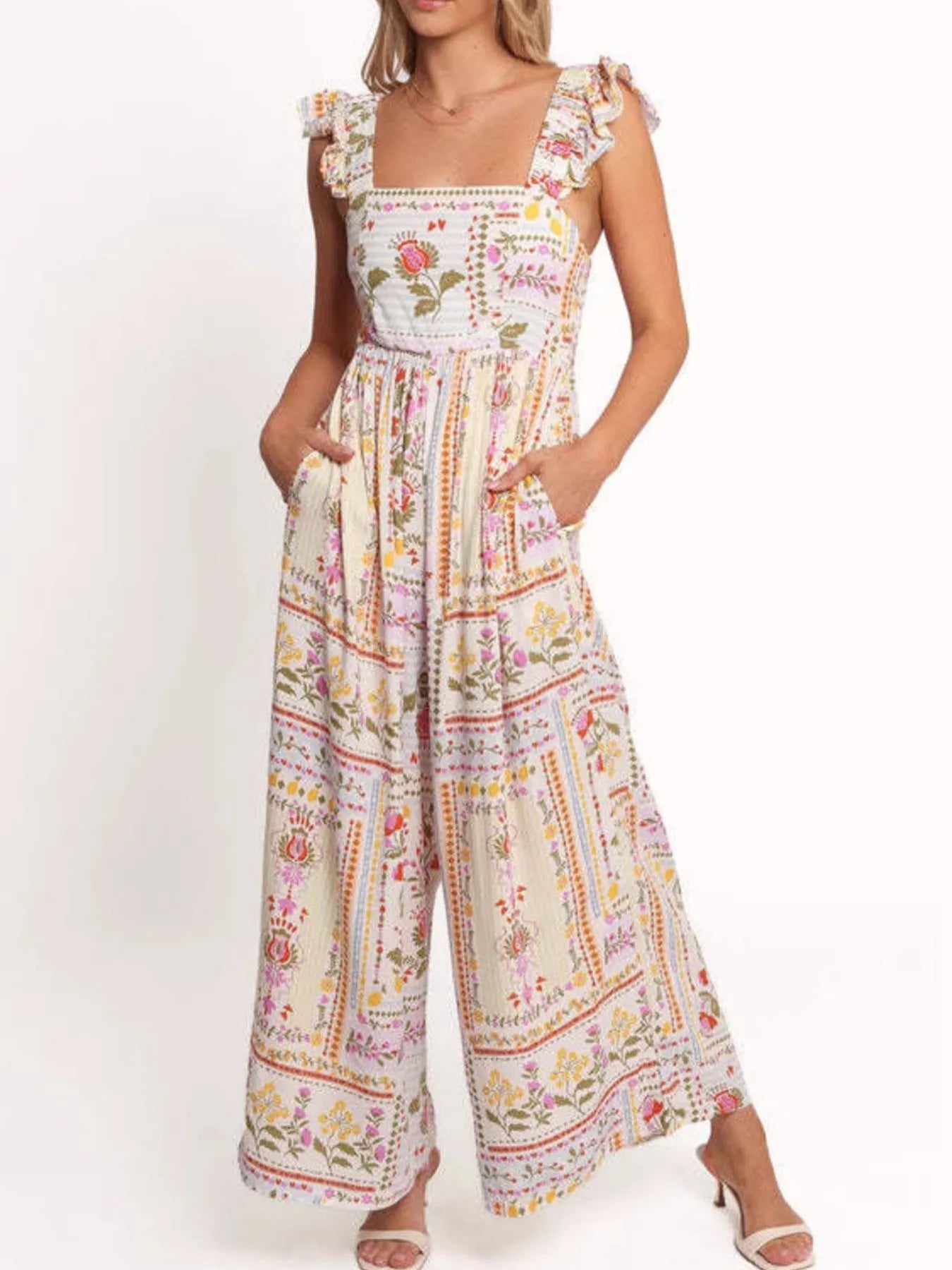 Floral Print Ruffle Strap Jumpsuit Easy Apparels