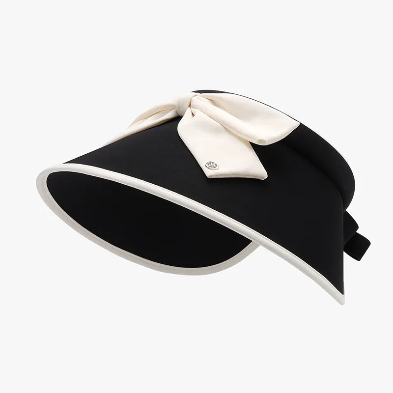 Bow Ice Silk Sun Hat Black One Size Easy Apparels