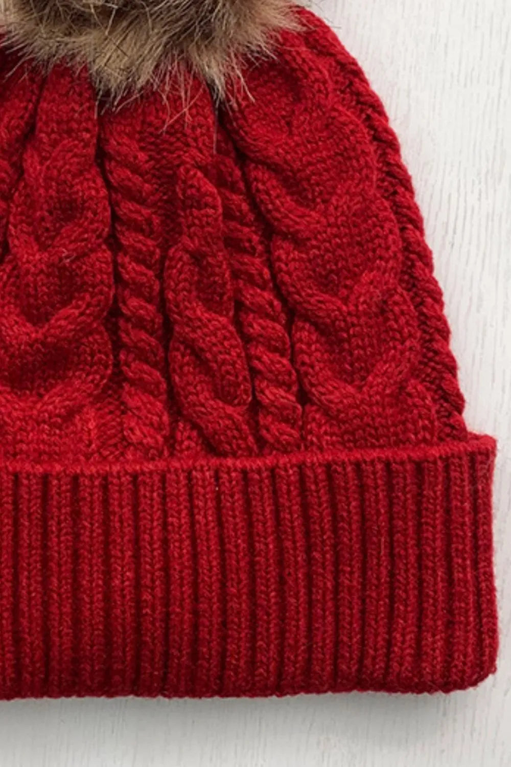 Cable-Knit Cuffed Hat with Pom-pom Easy Apparels
