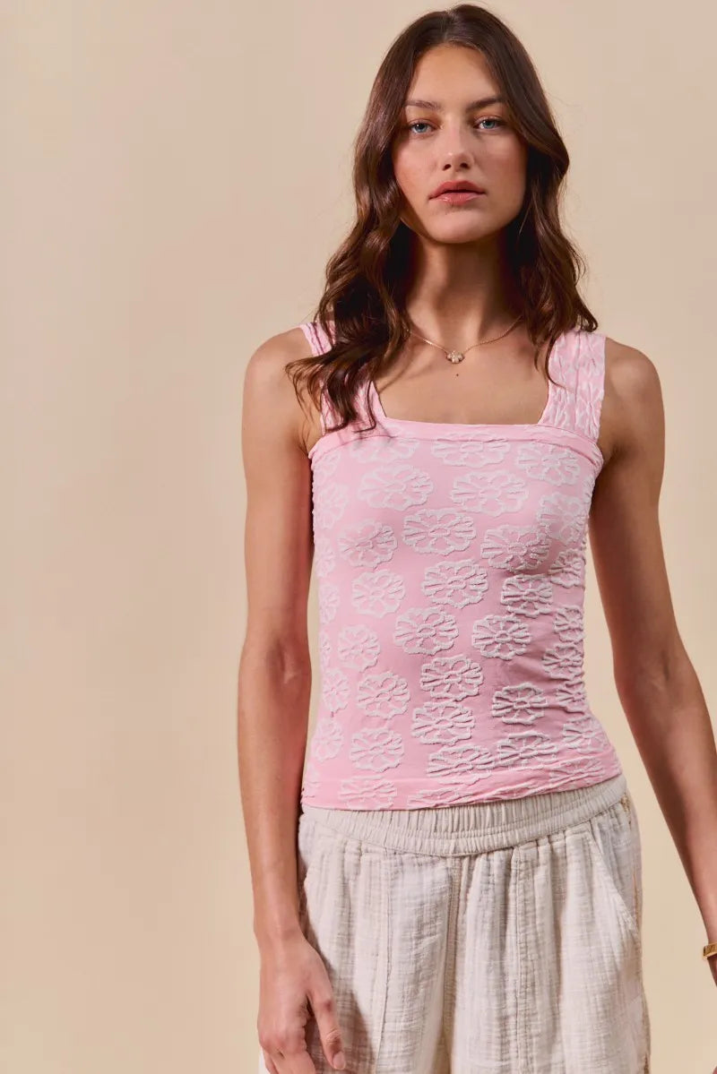 Trendsi SO ME Two Tone Floral Seamless Tank Top