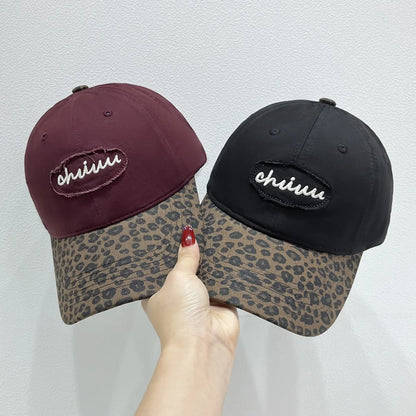 Leopard Print Baseball Cap with Embroidered Letter Easy Apparels