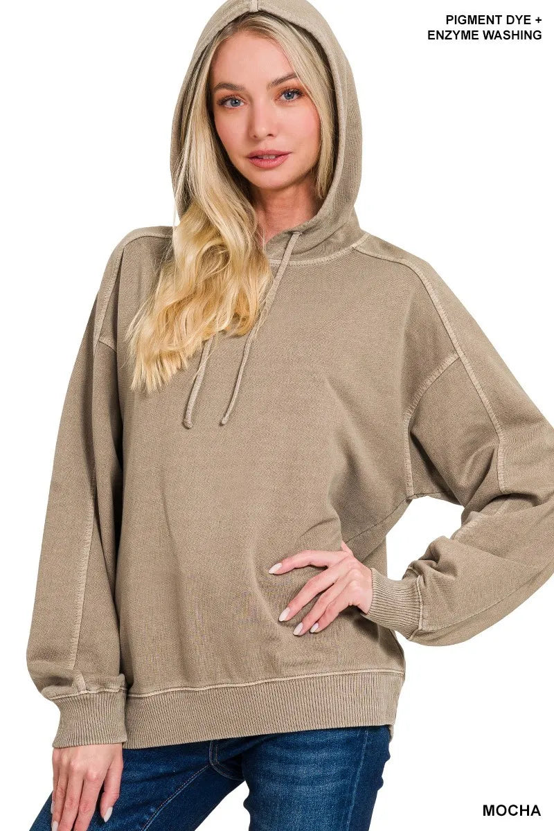 Trendsi Zenana French Terry Pigment Dye & Enzyme Washing Hoodie