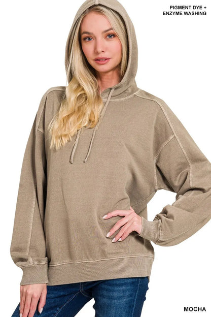 Trendsi Zenana French Terry Pigment Dye & Enzyme Washing Hoodie
