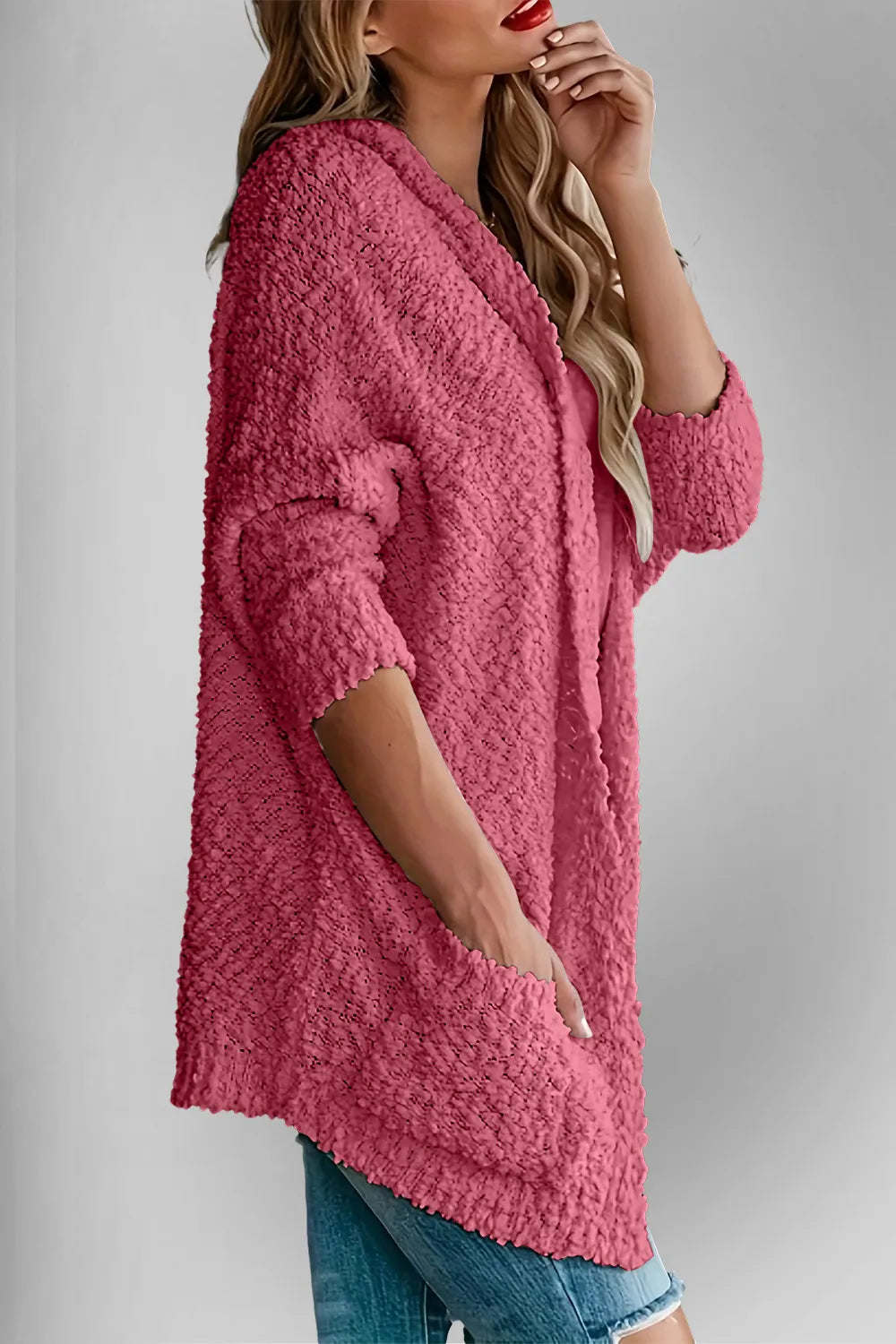 Double Take Pocketed Open Front Long Sleeve Cardigan Easy Apparels