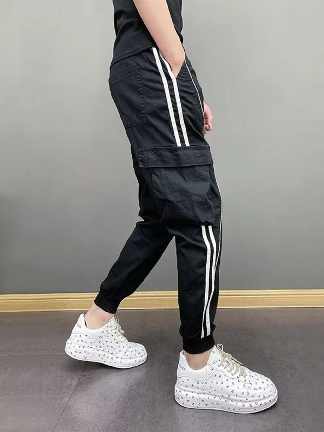 Men's Plus Size Side Striped Joggers Easy Apparels