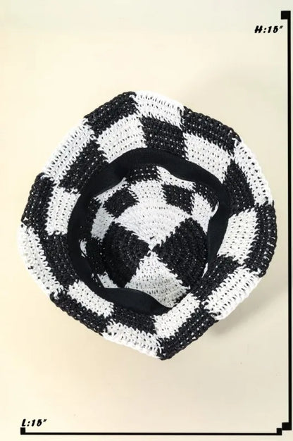 Fame Checkered Pattern Knit Bucket Hat Easy Apparels