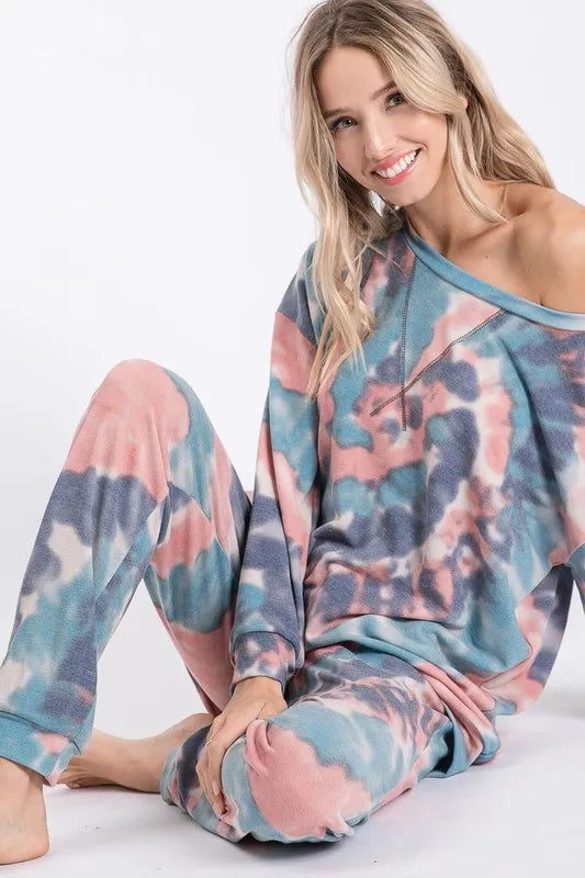 BiBi Tie Dye French Terry Casual Pants Easy Apparels
