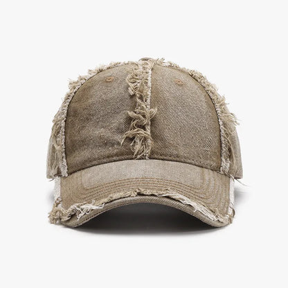 Raw Hem Cotton Baseball Cap Khaki One Size Easy Apparels