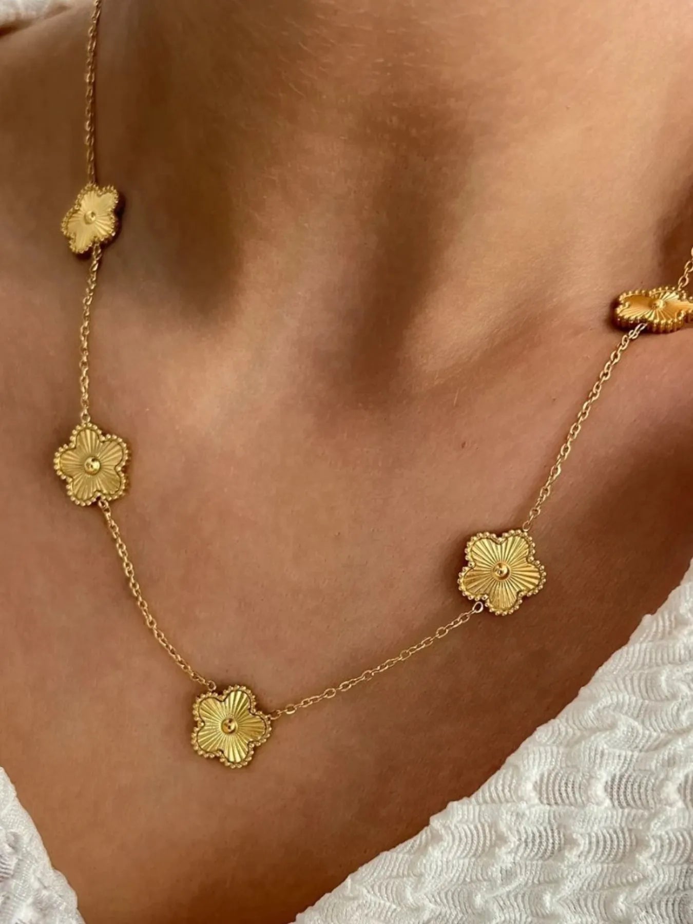 18K Gold-Plated Flower Chain Necklace Gold One Size Easy Apparels