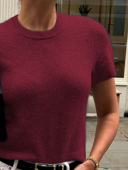 Trendsi Round Neck Short Sleeve Sweater