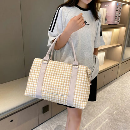 Houndstooth Canvas Travel Bag Easy Apparels
