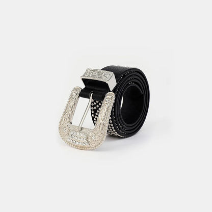 Studded Rhinestone PU Leather Belt Style B Easy Apparels