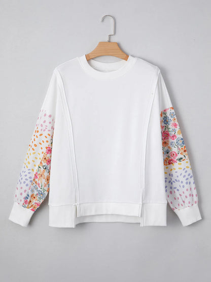 Trendsi Floral Print Long Sleeve Sweatshirt