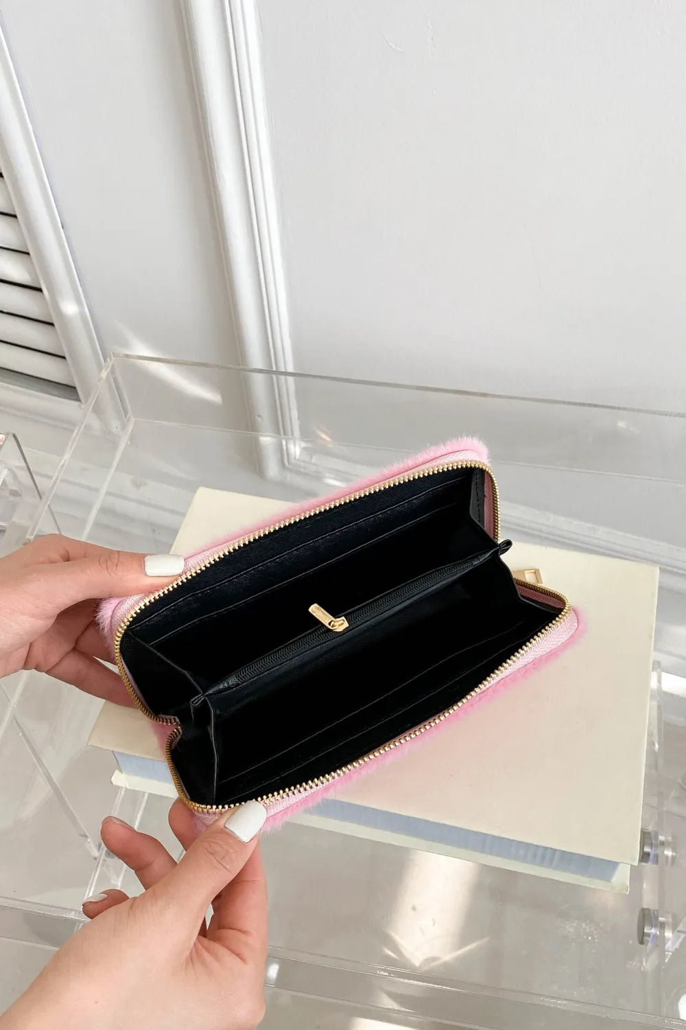 Solid Color Fluff Rectangle Wallet Easy Apparels
