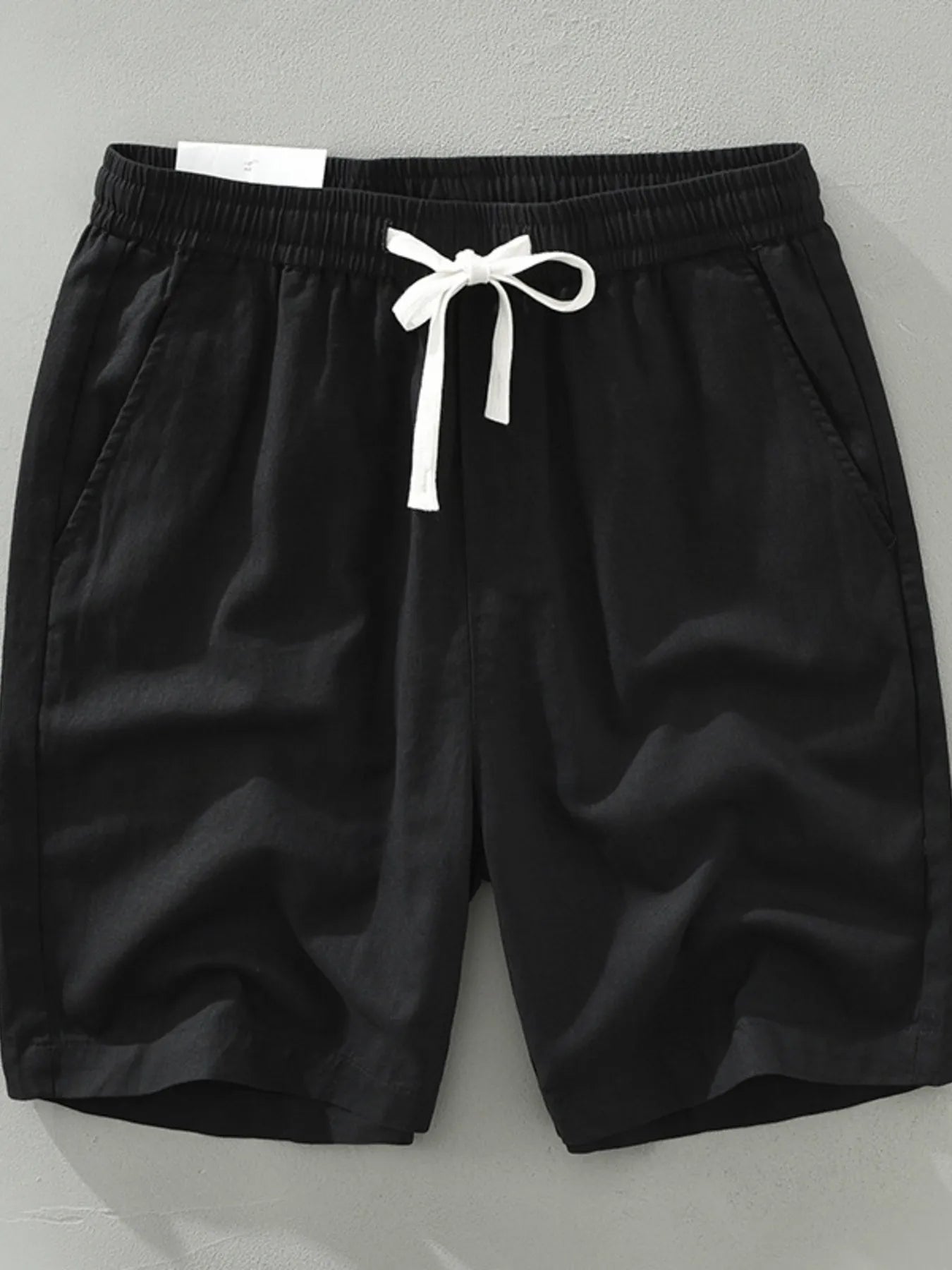 Men's Plus Size Drawstring Pocketed Shorts Black Easy Apparels
