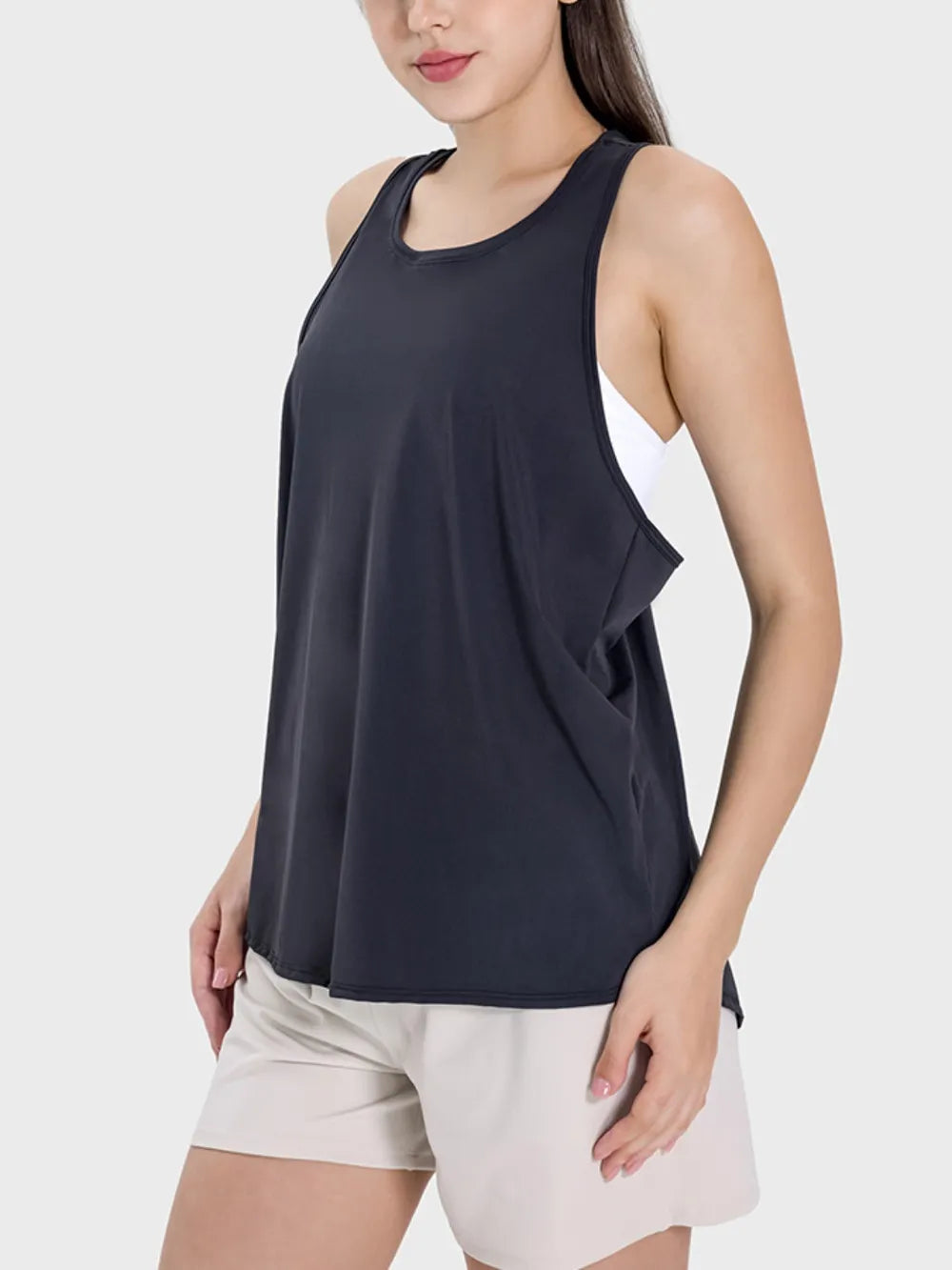 Millennia Round Neck Wide Strap Active Tank Easy Apparels