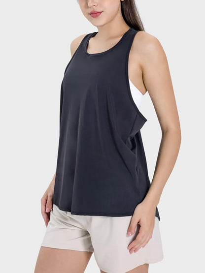 Millennia Round Neck Wide Strap Active Tank Easy Apparels