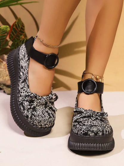 Bow Round Toe Platform Loafers Easy Apparels