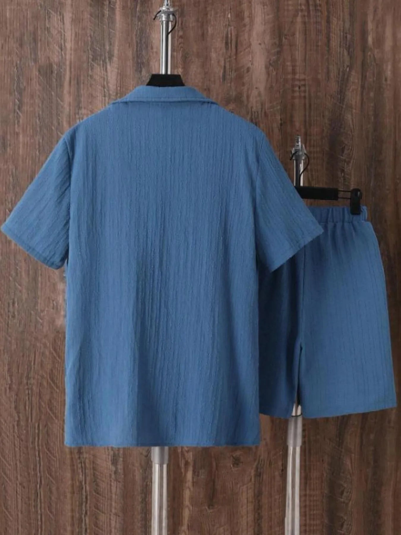 Men's Plus Size Button Up Short Sleeve Shirt and Shorts Set Easy Apparels