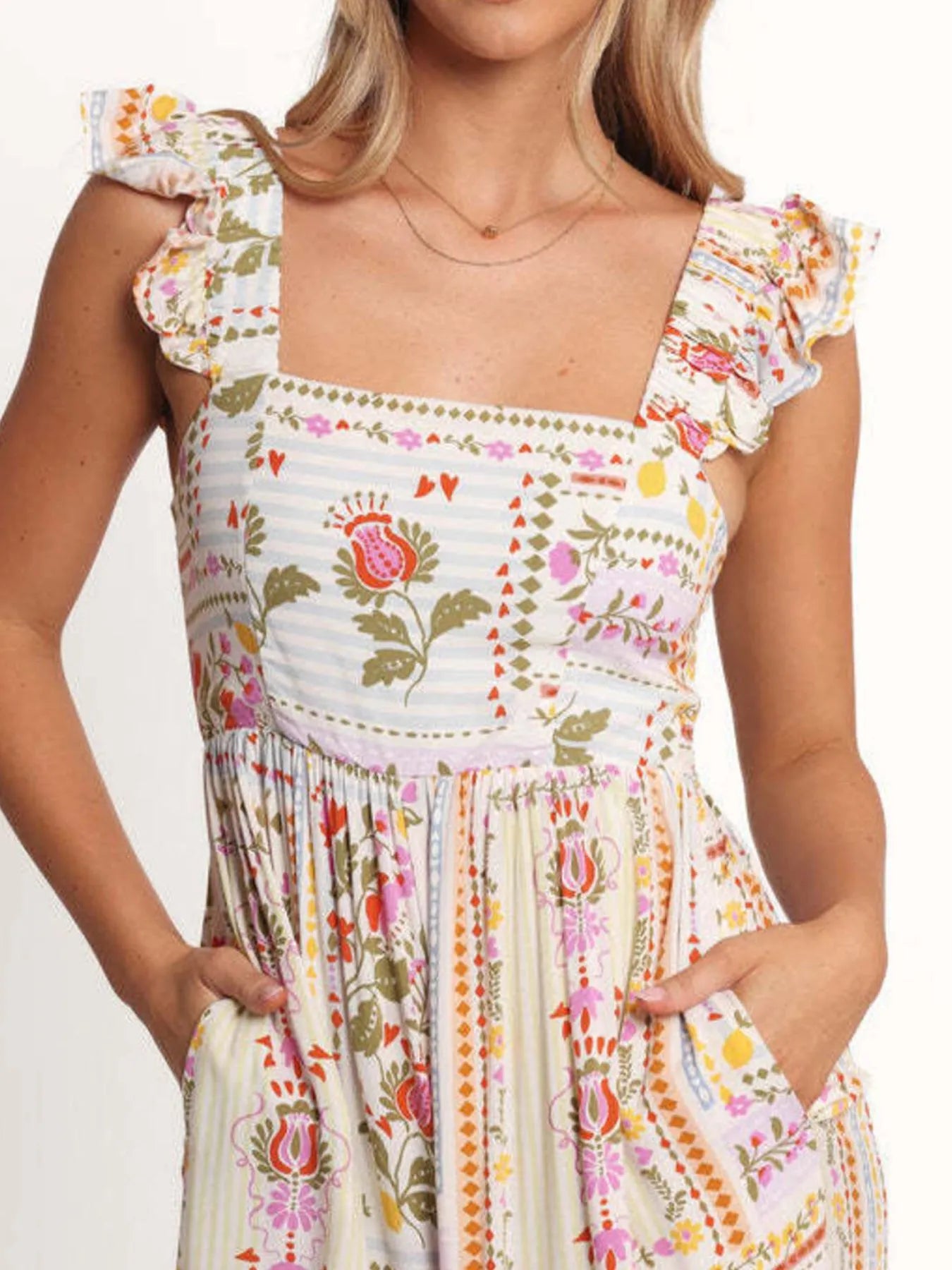 Floral Print Ruffle Strap Jumpsuit Easy Apparels