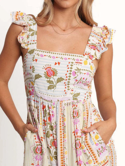 Floral Print Ruffle Strap Jumpsuit Easy Apparels