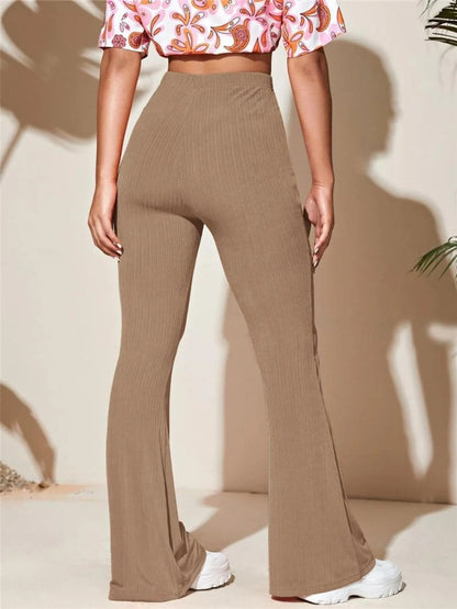 Full Size High-Waist Flare Active Pants Plus Size Easy Apparels