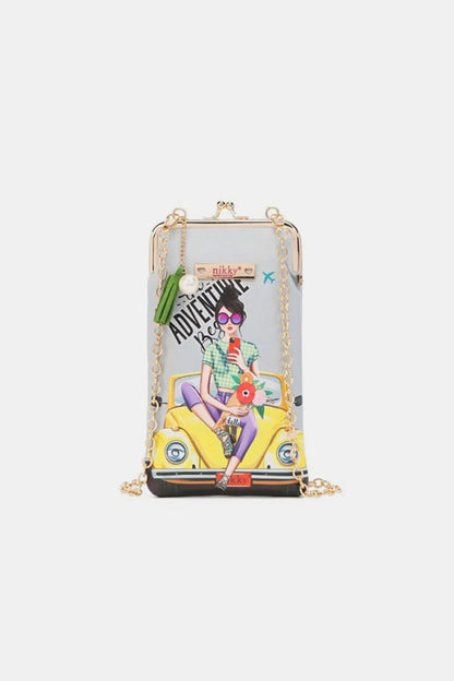 Nicole Lee USA Printed Kisslock Phone and Sunglass Purse Fun Begins One Size Easy Apparels