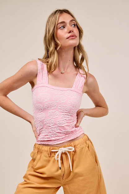 Trendsi SO ME Two Tone Floral Seamless Tank Top