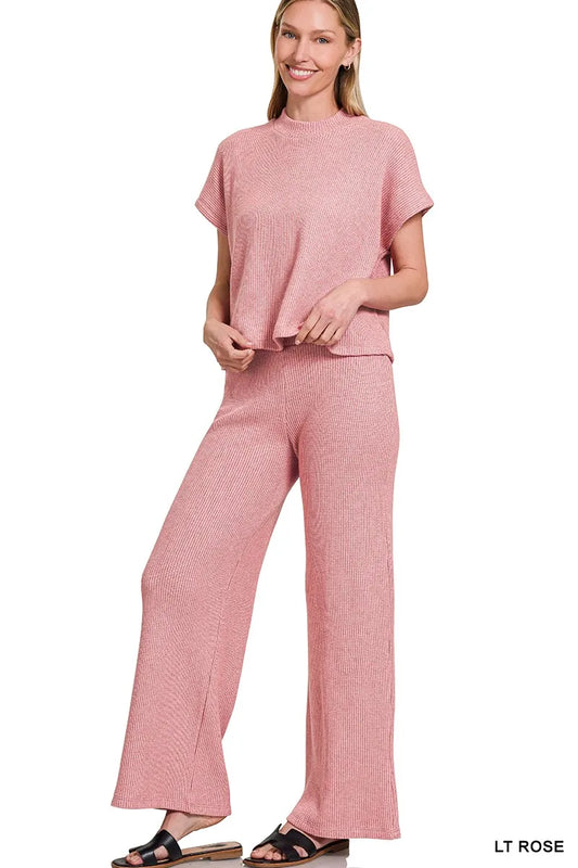 Zenana Sweater Boxy Top & Long Pants Set LT ROSE Easy Apparels