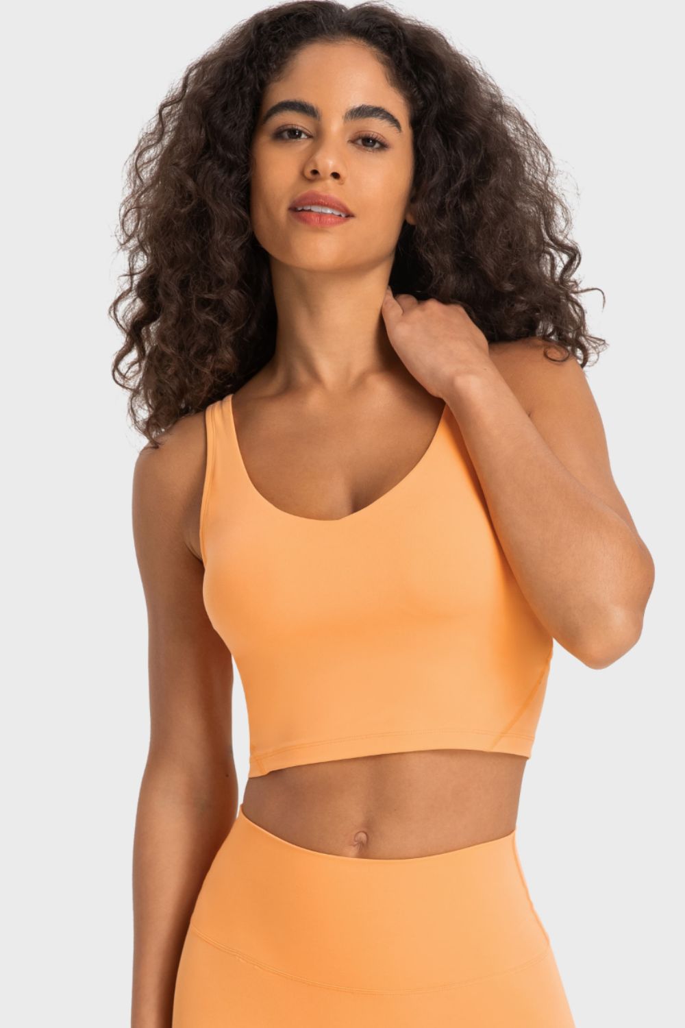 Millennia Deep V-Neck Crop Sports Bra Sherbet Easy Apparels