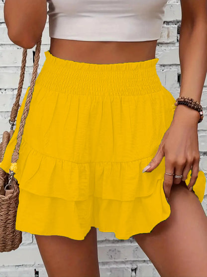 Ruffle Layered High Waist Casual Skort Easy Apparels