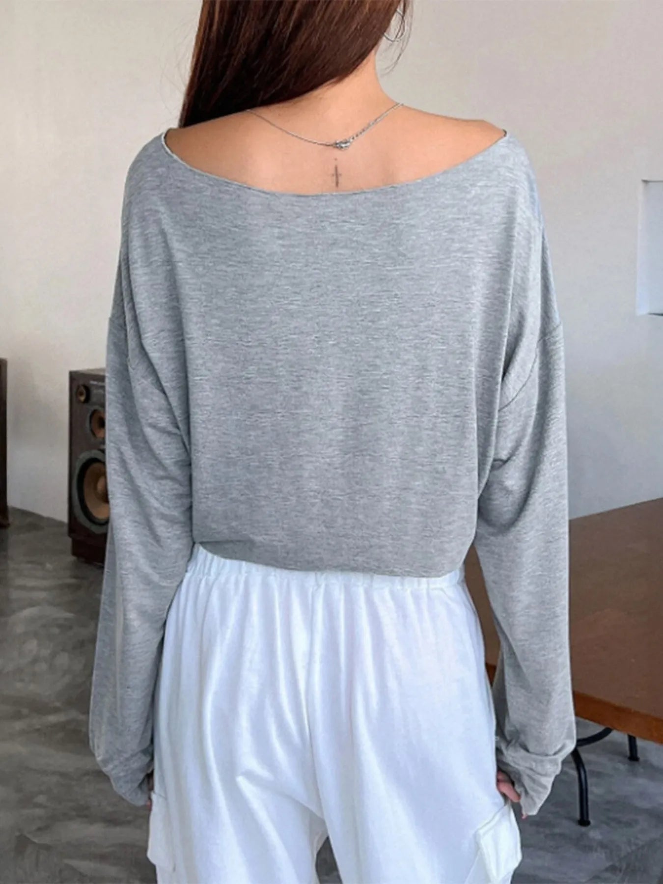 Trendsi Boat Neck Long Sleeve T-Shirt